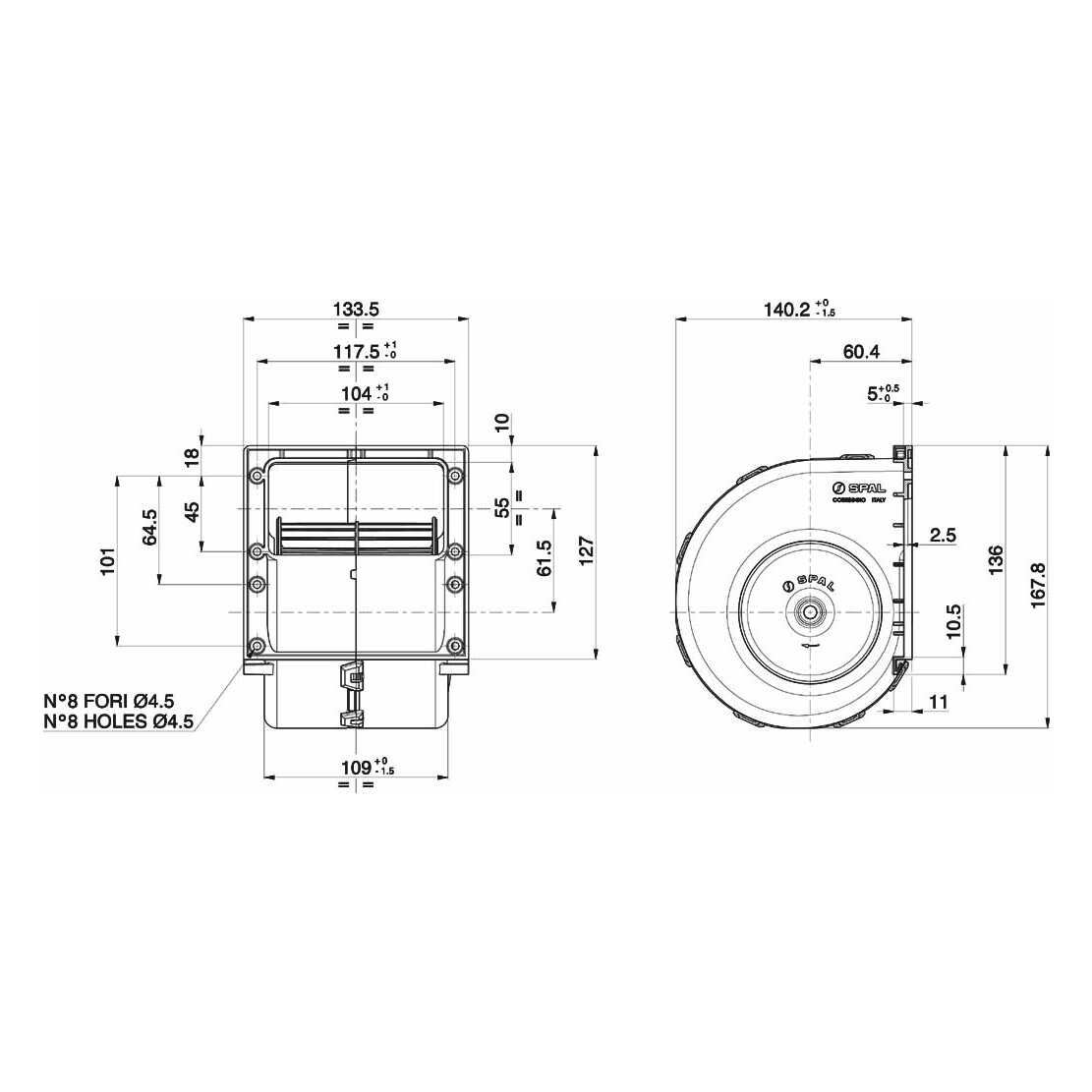 Ventilateur centrifuge simple SPAL 24V, 3 vitesses | 010-B70-74D
