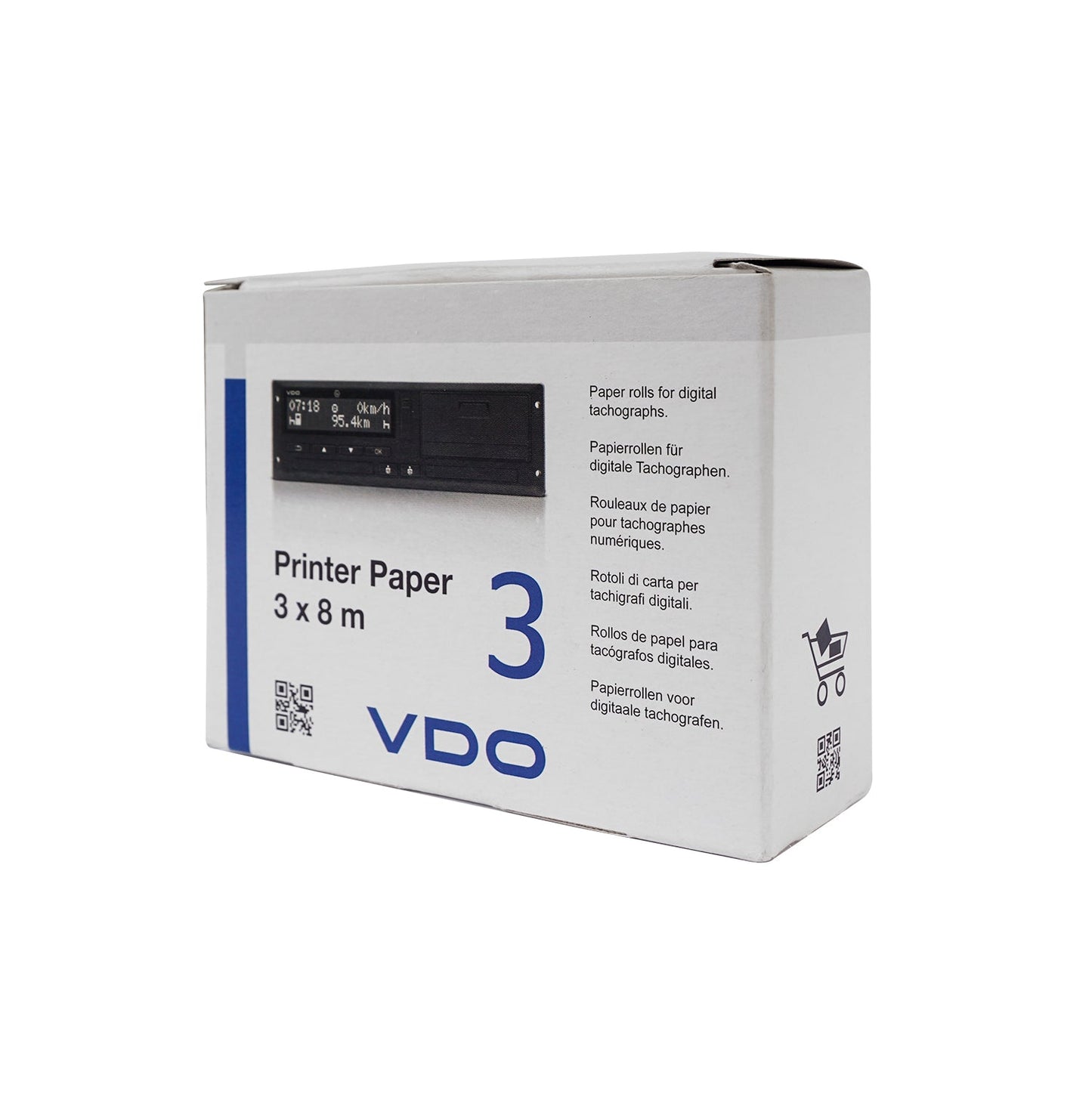 Rouleaux de papier thermique VDO Eco 3X8M pour tachygraphes numériques | 2910002792400