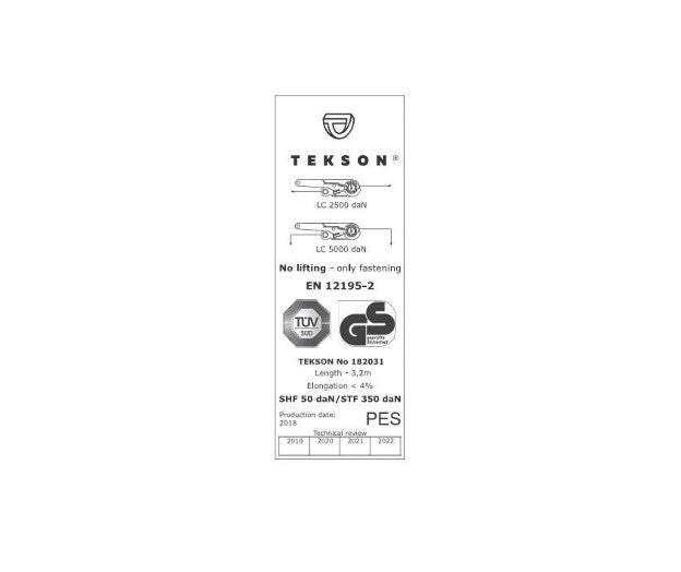 Spanngurt 5 T / 10 M Set Mit Zugratsche 500 daN Ergo 305 MM | TEKSON 181007