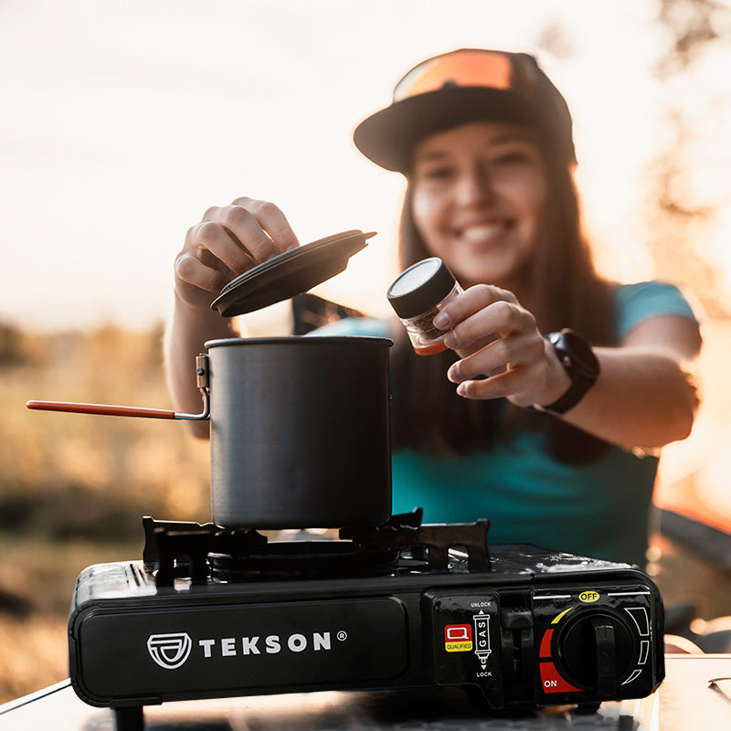 Réchaud à gaz de camping Tekson 2en1,dans une valise | 202097