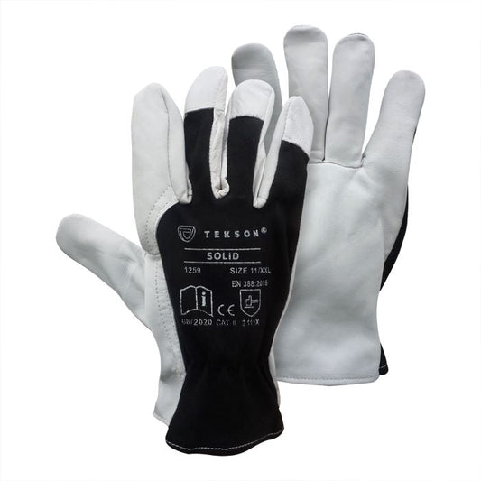 Gants de travail Tekson, en peau de chèvre, 12 paire | Solid
