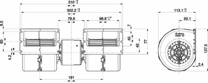 Spal double ventilateur radial 24V, 3 vitesses | 008-B46-02