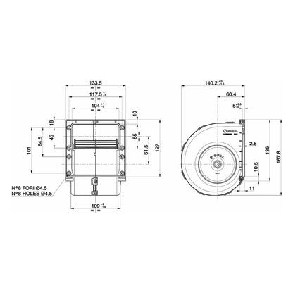 Ventilateur centrifuge simple SPAL 24V, 3 vitesses | 010-B70-74D