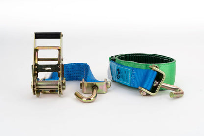 Sangle De Tension 3 Points 4 T Bleu 350 daN Avec Crochet Tourbillonnant Et Tuyau De Protection Vert | TEKSON