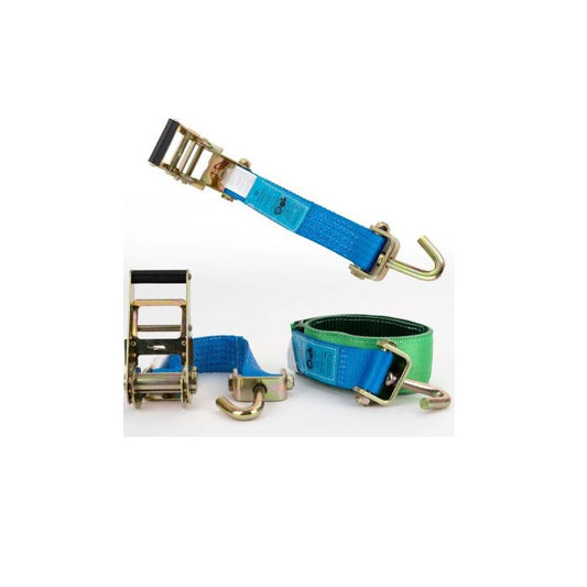 Sangle De Serrassement 3 Points 2,8 M / 3 T Bleu / Avec Crochet À Tourbillon Et Tuyau De Protection Vert | TEKSON 182037