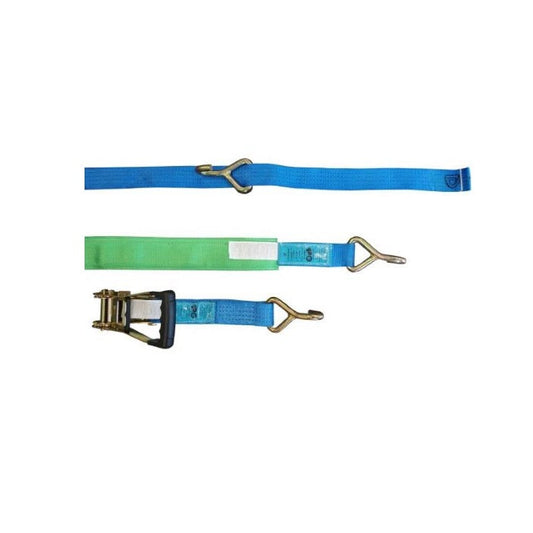 Sangle De Serrage 3 Points 3,5 M / 4 T BLEU 350 daN Avec Crochet En J Et Tuyau De Protection Vert | TEKSON 182093