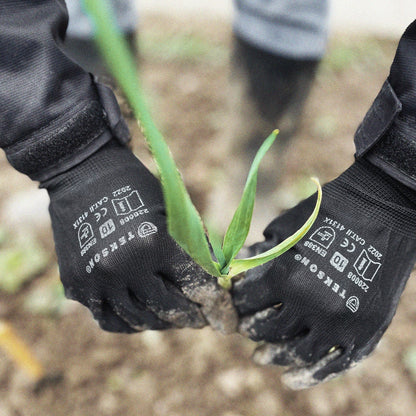 Gants de travail, universels, avec polyuréthane, 12 paires | TEKSON Black