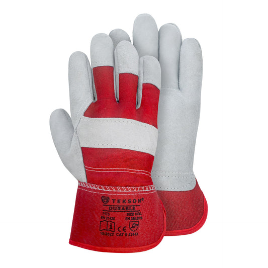 Gants de manutention en cuir de bovin 12 paires | TEKSON Durable