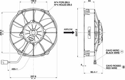 Ventilateur hélicoïde SPAL 12V, 225 MM, aspirant | VA02-AP70/LL-52A