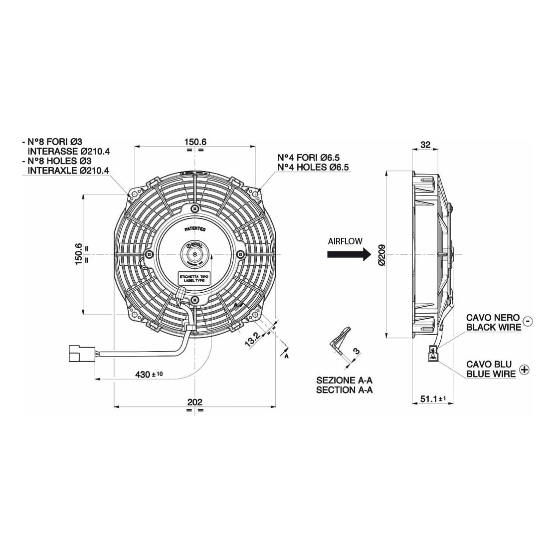 Spal Lüfter 12V, 190 MM, saugend | VA14-AP11/C-34A