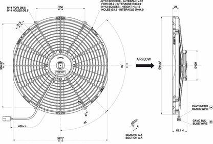 Ventilateur Spal 12V, 385 MM, aspirant | VA18-AP51/C-41A