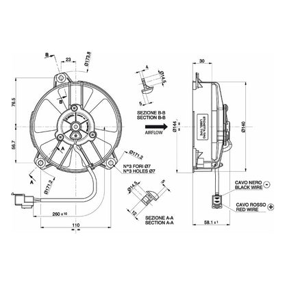 Ventilateur hélicoïde SPAL 12V, 130 MM, aspirant| VA31-A101-46A
