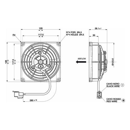Ventilateur hélicoïde SPAL 12V, 115 MM, soufflant | VA69A-A101-87S