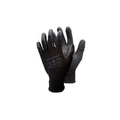 Gants de travail, universels, avec polyuréthane, 12 paires | TEKSON Black